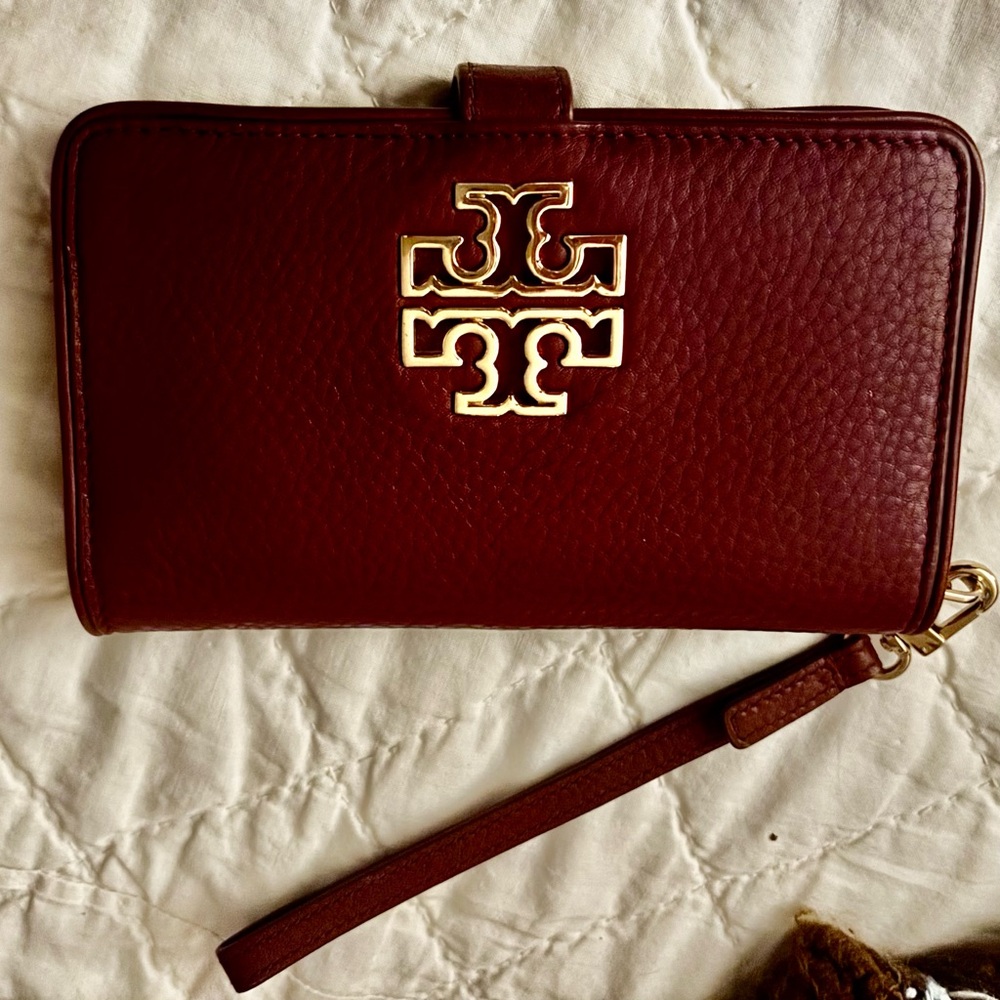 Tory Burch Imperial Garnet Leather Wallet
